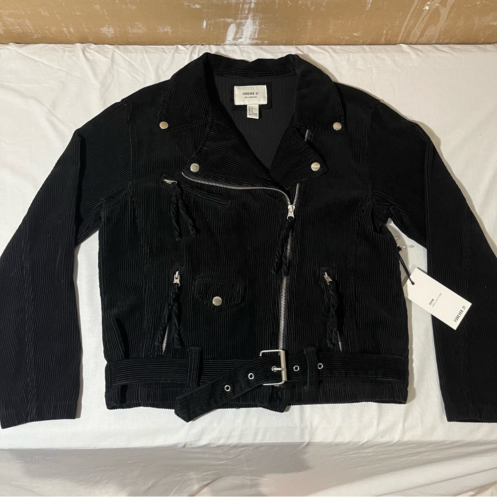 Forever 21 Black Corduroy Biker Jacket
